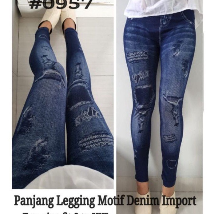 PZTW9069 XG34448 LEGGING JEANS IMPORT FIT TO 80KG / LEGING DENIM WANITA / LEJING JEANS MOTIF
