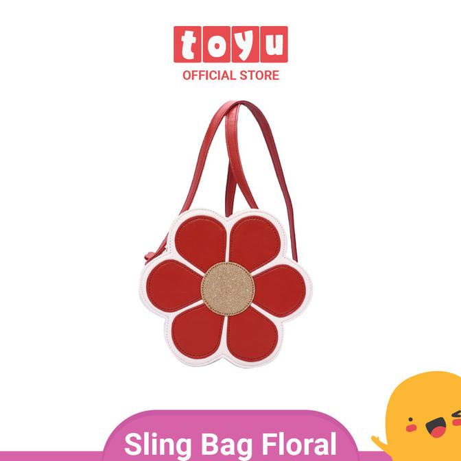 Toyu Tas Slempang Sling Bag Fashion Anak Perempuan Bunga Putih Merah