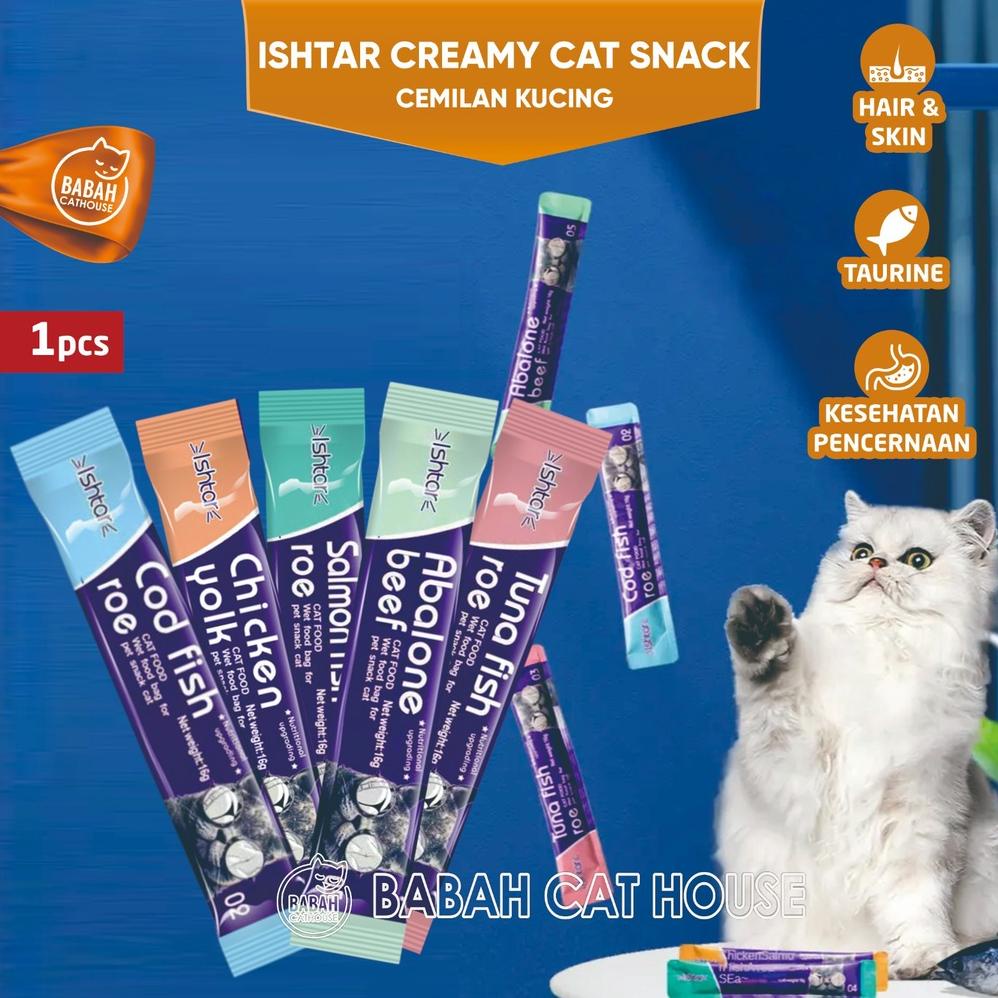 ISHTAR Cat Treats 15gr Makanan Snack Cemilan Kucing Luquid Creamy Treat untuk Anak Kitten Dewasa Gra