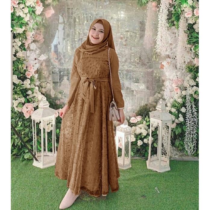 Andin Baju Gamis  Brukat Tile Gamis Pesta Brukat Mewah Gamis Remaja Dewasa Gamis Premium