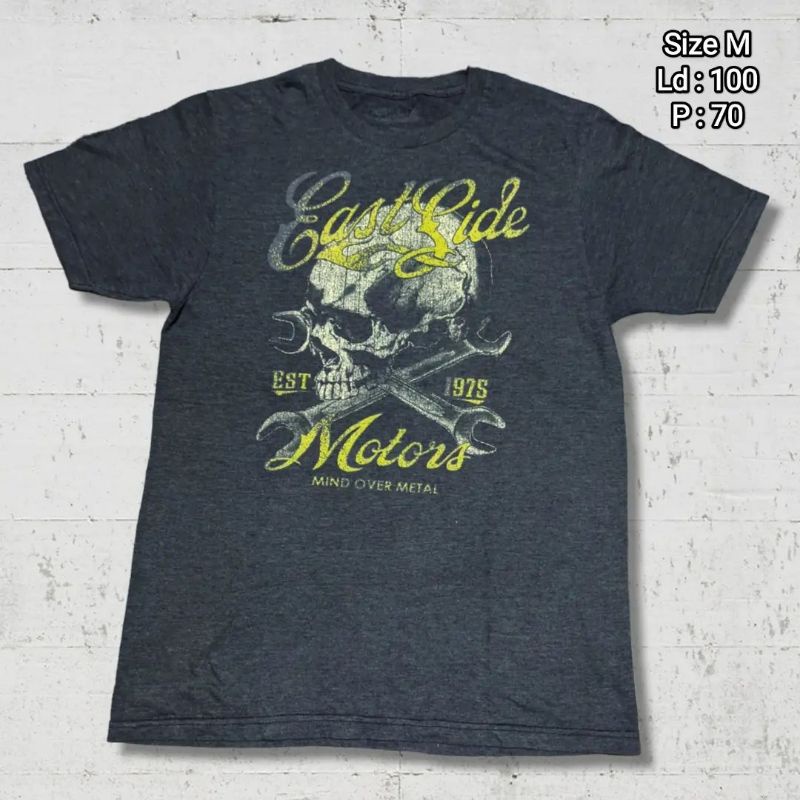 Kaos Vintage East Ride Motors Tengkorak Second Preloved