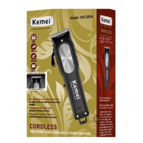 Alat Cukur Rambut Cas Hair Clipper Rechargeable Kemei KM 2604 ORIGINAL
