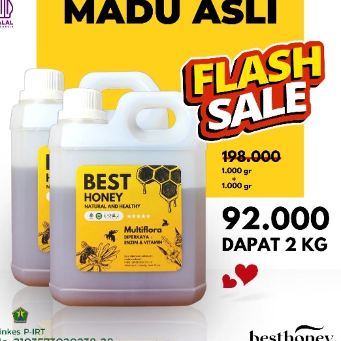 

✨Terbaru✨ Best Honey - Madu Asli Paket Bundling Madu Multiflora Original 1kg (2pcs) !!