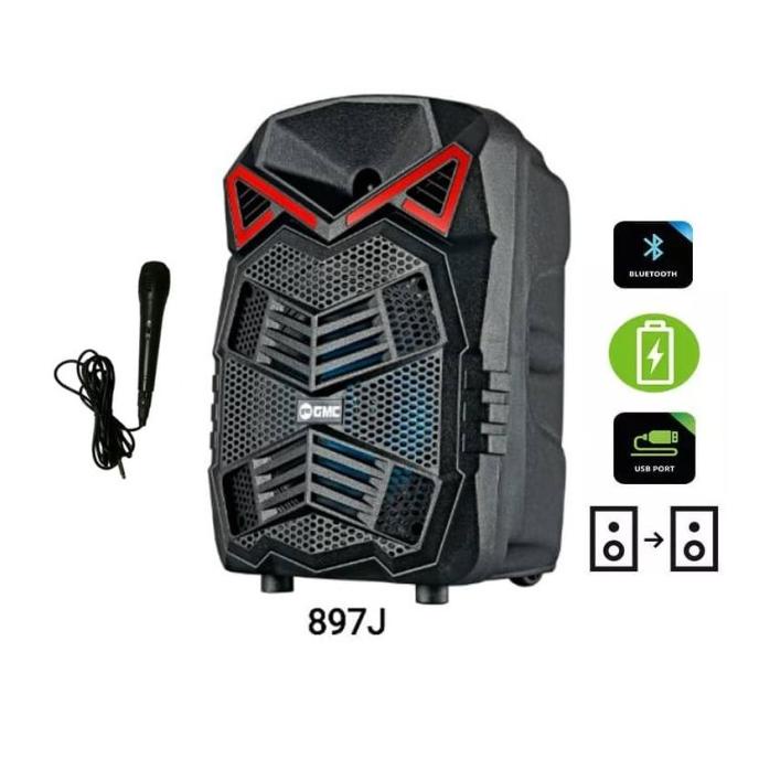 Speaker Bluetooth GMC 897J 8 Inchi Speaker Portable USB Free Mic Kabel