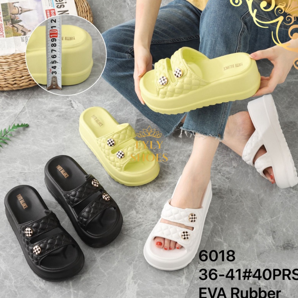 Grosiran Murah Sandal Selop Karet Jelly Wanita Import Balance Hak Tinggi 6018 ?