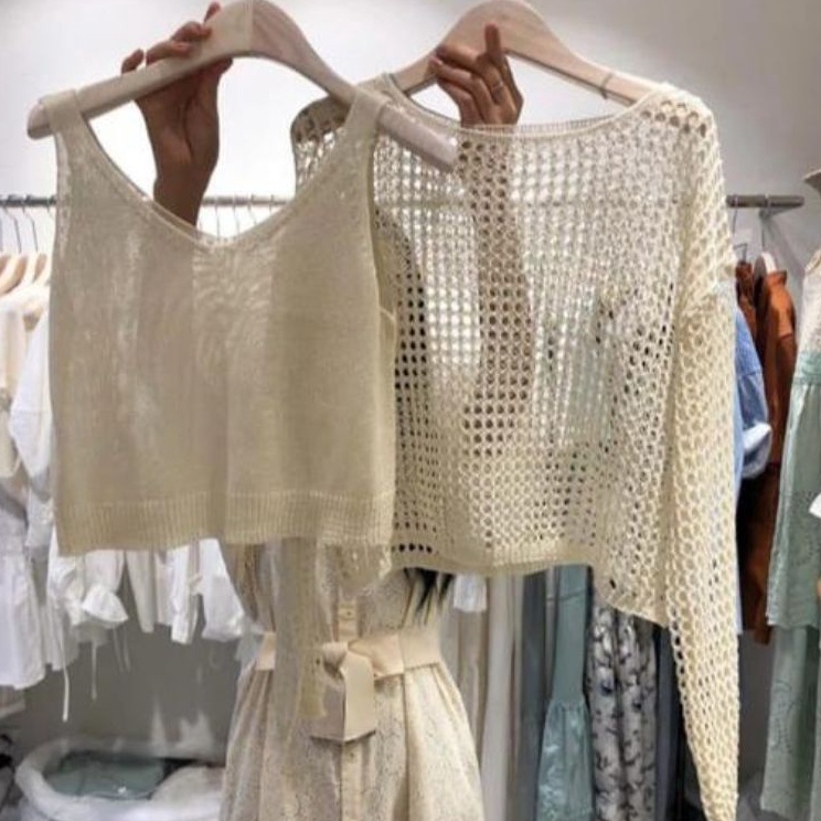 ➺➩⋆❀ FX SHOP TOP VERMORRA RAJUT / ATASAN + INNER RAJUT / Fashion Wanita Bestseller