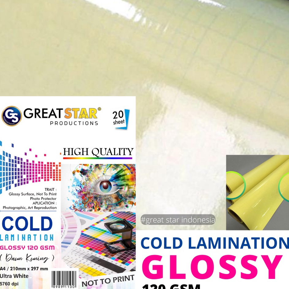 

PQWN0847 GROSIR LAMINASI DINGIN / COLD LAMINATION UK A4/120 gsm/20 (DAUN KUNING)