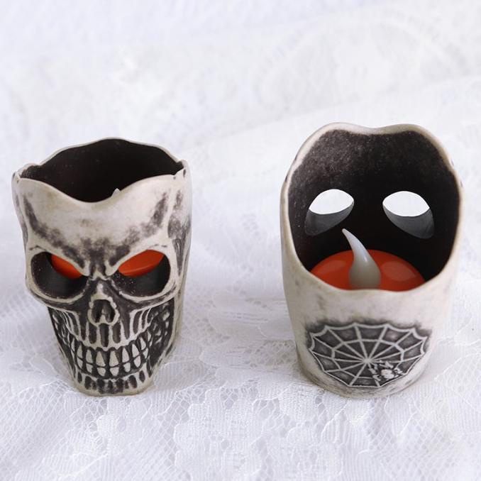 Dekorasi Haloween Lampu Skull Tengkorak Dekorasi Halloween Lampu Lilin Mata Nyala Murah Harga Grosir