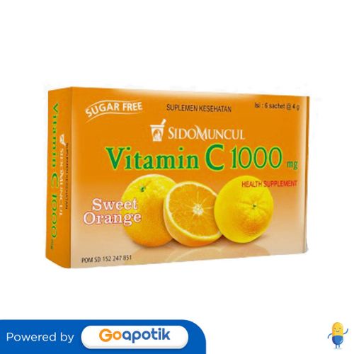 

SIDOMUNCUL 1000 MG RASA SWEET ORANGE 4 GRAM BOX 6 SACHET