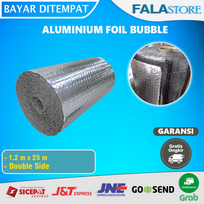 ALUMUNIUM FOIL BUBBLE DOUBLE SIDE BUBLE PER TOLL 25M PEREDAM PANAS