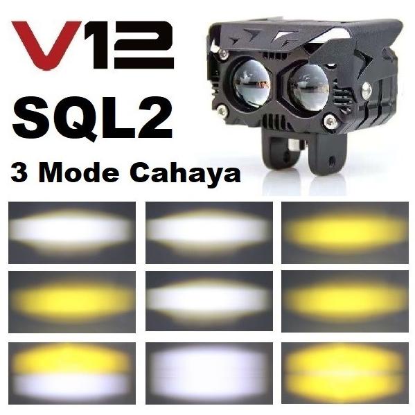 Lampu Tembak Sorot LED Laser Gun V12 SQL2 SQL 2 Mata Mobil Motor D2