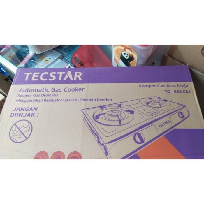 Tecstar TG688CSJ Kompor Gas 2 Tungku Body Stainless Api Biru ORIGINAL