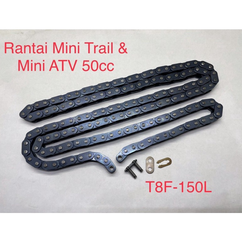 SIAP KIRIM Rantai Heavy Duty T8F - 150L BLACK + Sambungan Mini Trail 50cc & Mini ATV 50cc