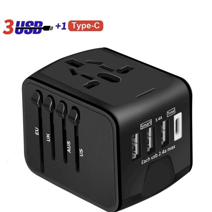 Charger Travel Universal Travel Adaptor 3 port USB + 1 type c