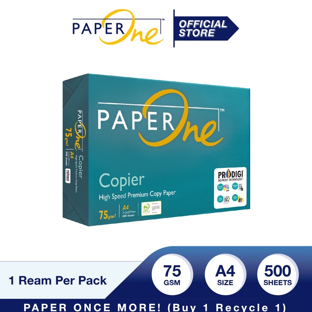 

[FJY53] PaperOne Kertas A4 75gr Copier 1 Rim (500 lembar) Kertas HVS A4 Kertas Fotocopy Big Sale