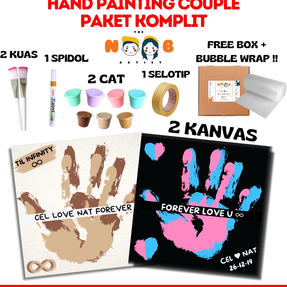

Bayar Di Tempat Hand Painting Kit Canvas By The Noob Artist | Kanvas Cap Tangan Couple | Canvas 20x20 cm | Kanvas Lukis Tangan Couple Model Terkini
