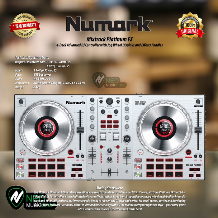 Numark Mixtrack Platinum FX 4-Deck Advanced DJ Controller