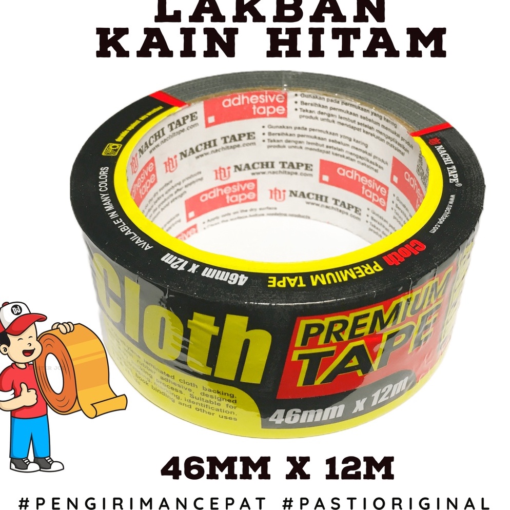 

[Original] Lakban Kain Hitam Nachi 2 inch 46mm 12M / Cloth HITAM Nachi PER 1 ROL