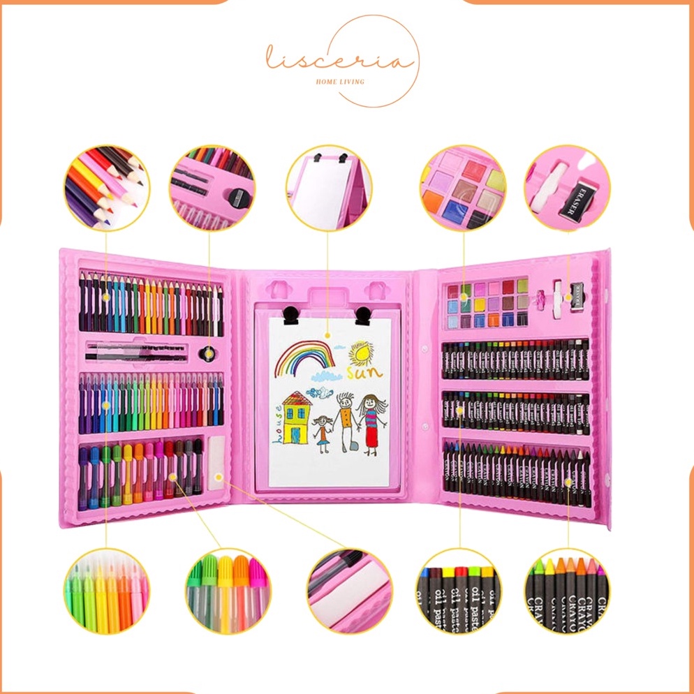 

4.4 STOK READY [ LSC ] Crayon Pensil Warna Art Set Pensil Warna Crayon ( 208 )