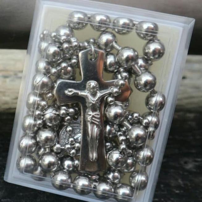 Hot Sale Kalung Rosario, Salib Monel/Besi Putih "Asli,Tdk Karat"