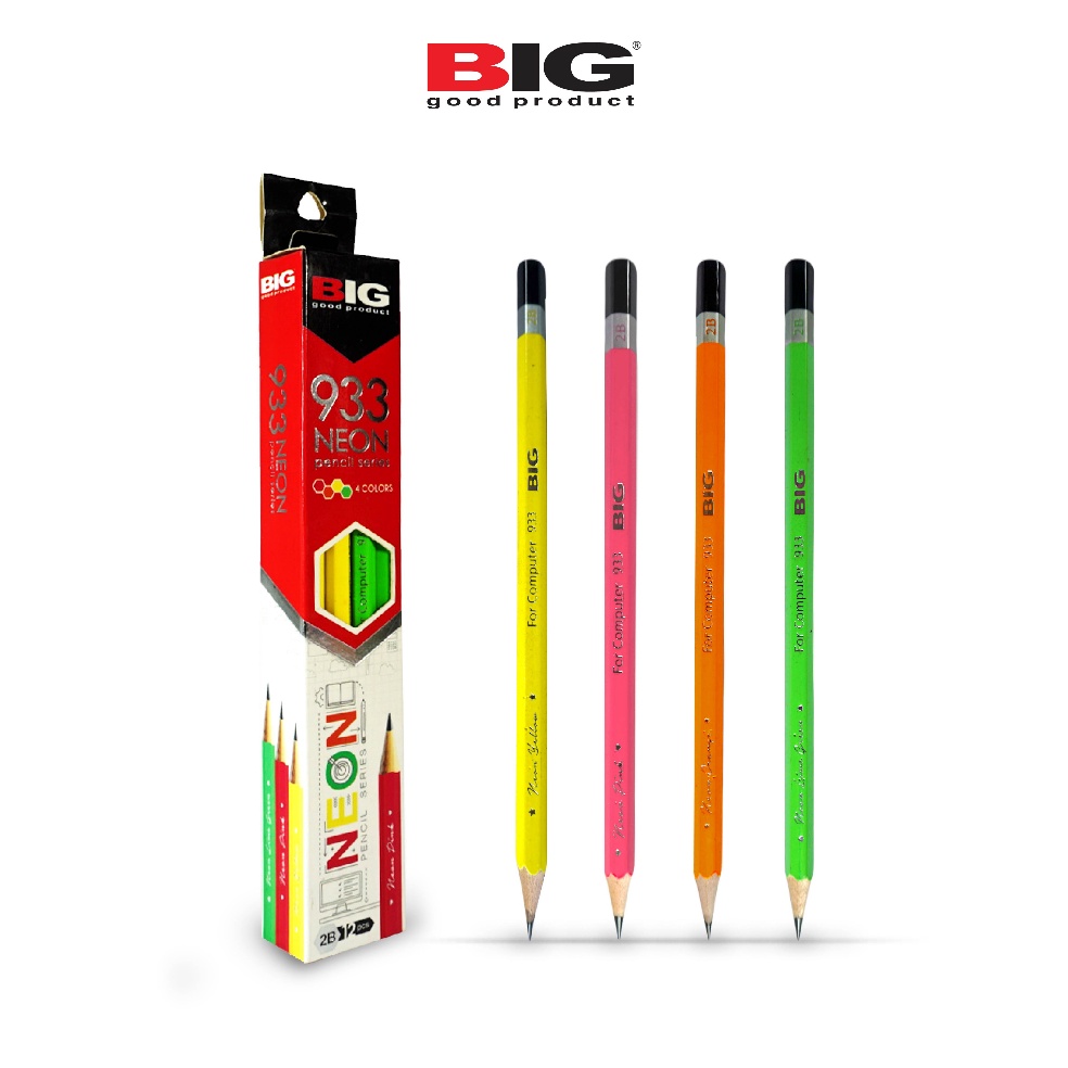 

MKMYW 12 Pcs BIG Pensil 2B Neon Warna Elegan Graphite Pencil Standar Ujian Extra Dark PS-933 41