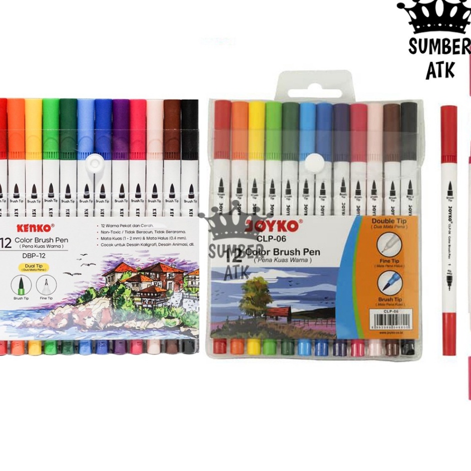 

Pro Seller3z3Yn Color Brush Pen / Pena Kuas Warna Joyko CLP-06 / 12 Warna / Color