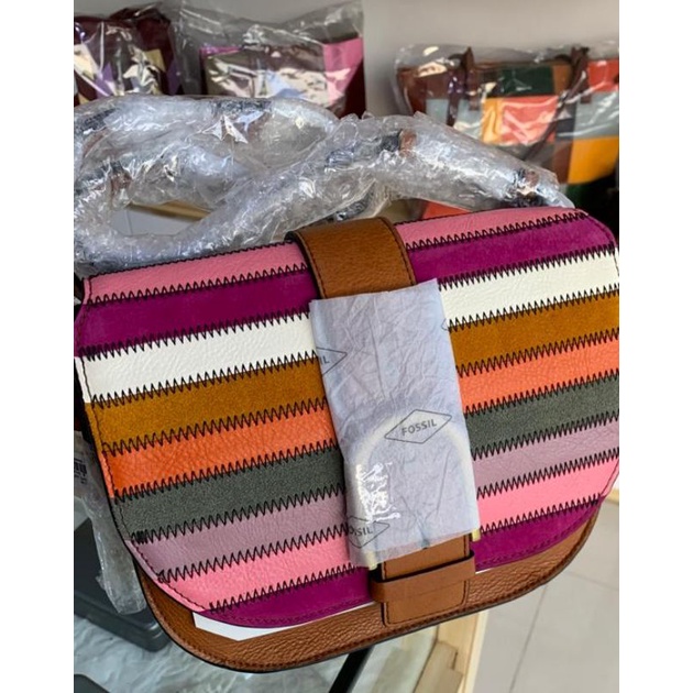 Wiley Flap Saddle Crossbody Colorful Stripe