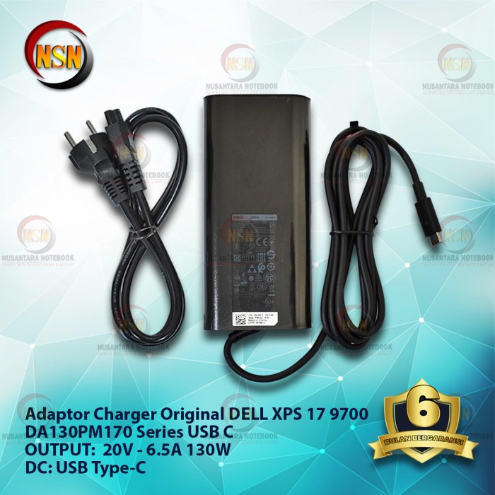 Adaptor Charger Original Laptop Dell Xps 17 20V 6.5A 130W Dc Usb C Ready Siap Kirim