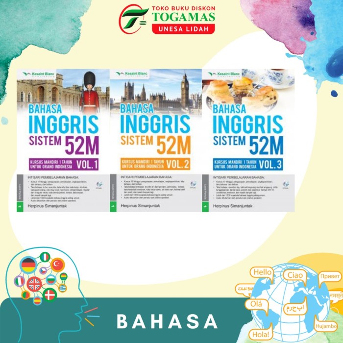 DISKON SPESIAL BUKU BAHASA INGGRIS SISTEM 52M JILID 1//2//3 + CD AUDIO KARYA HERPINUS TERBARU