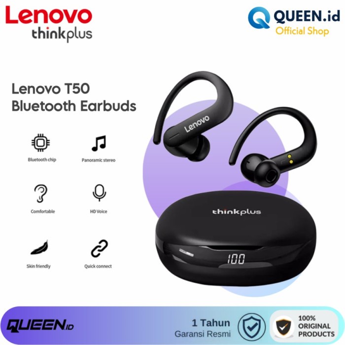 LENOVO THINKPLUS T50 TWS TRUE WIRELESS BLUETOOTH 5.2 HEADSET EARPHONE