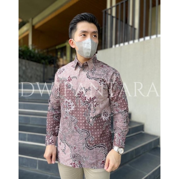 Batik Palang Karaya Dusty Pink, Batik Pria Premium, Katun Furing