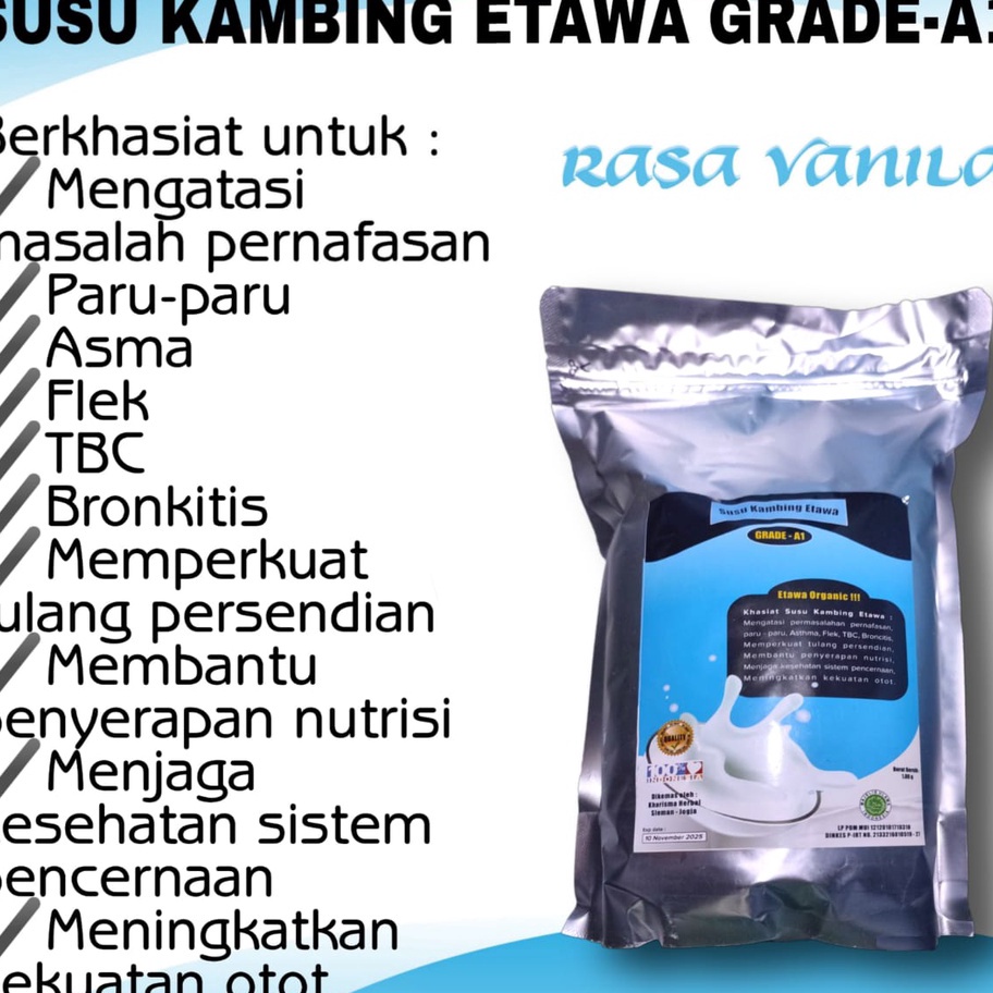 

Terlaris SUSU KAMBING ETAWA GRADE A1 1000GR/1KG ORIGINAL