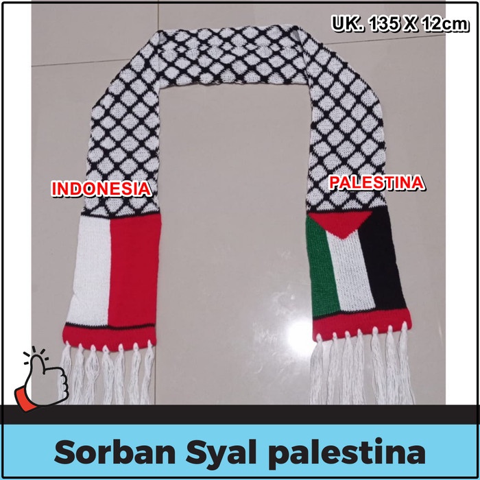 Sorban Syal motif palestina indonesia Sorban Scarf Palestine bahan rajut baru(F3F5) Sorban Palestina