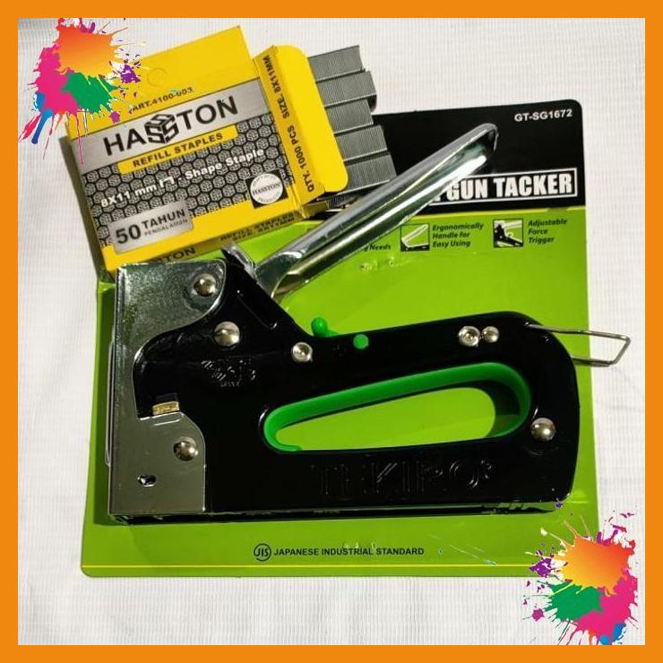 

staples tembak 3in1 tekiro dan refill isi staples 8 mm- gun tacker set [shk]