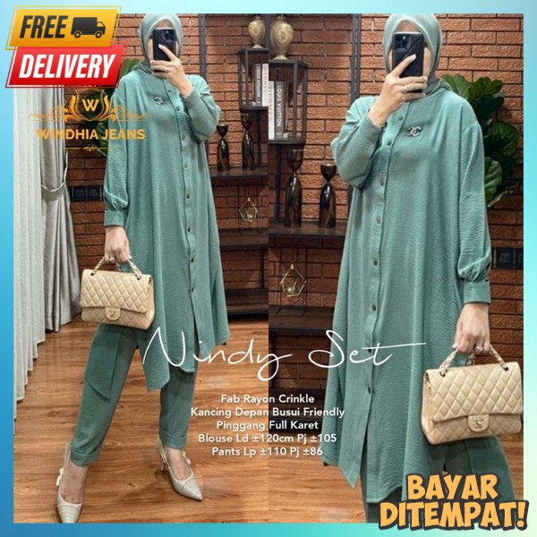 Satu Set Baju Wanita Oneset Bj Dan Celana Outfits Setelan Celana Modern Gaya Baru Bju Setelan Cewek 