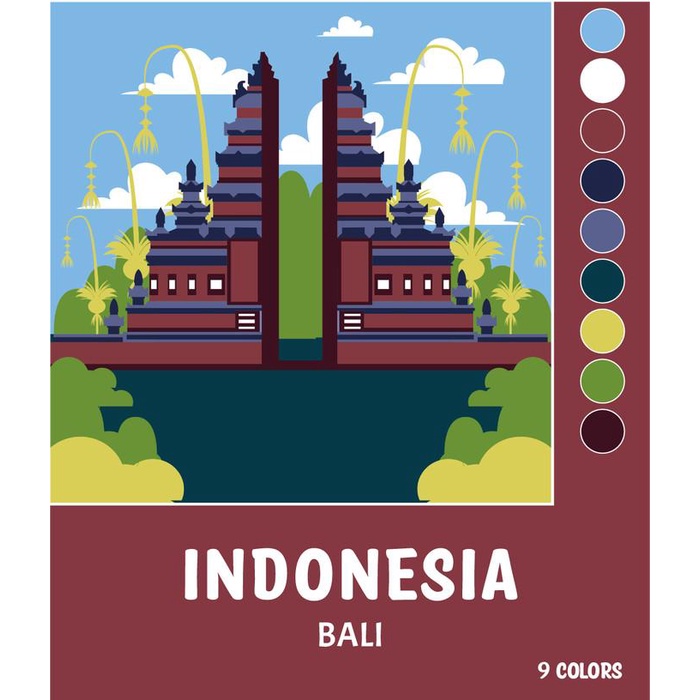 

Bali - Paint By Number 9 Color [City Series] | Painting Kit