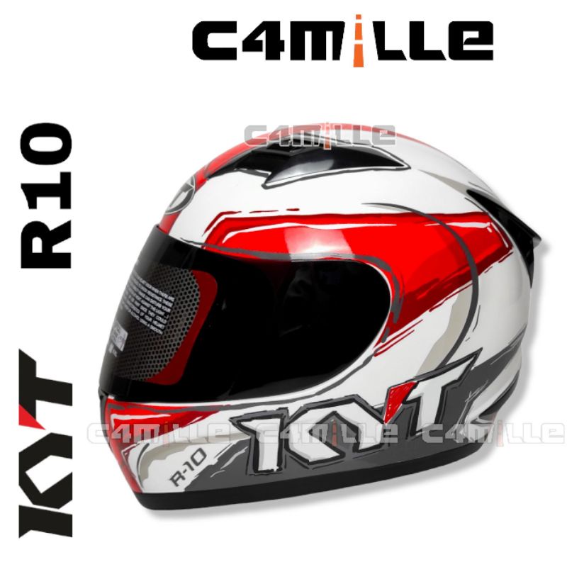 HELM KYT R10 #6 WHITE RED FULL FACE
