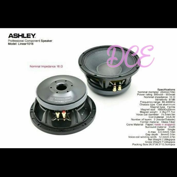 Speaker Komponen ASHLEY LINEAR 1016 Woofer Ashley 10inch Original