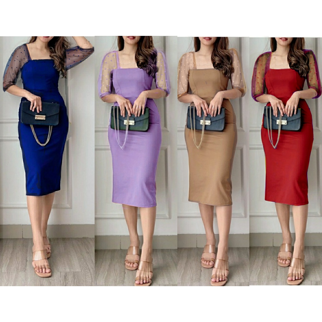 Dress Wanita Terbaru 2023 Korean Style Viral Kondangan Elegan Baju Muslim Brokat Keluarga Couple Bor