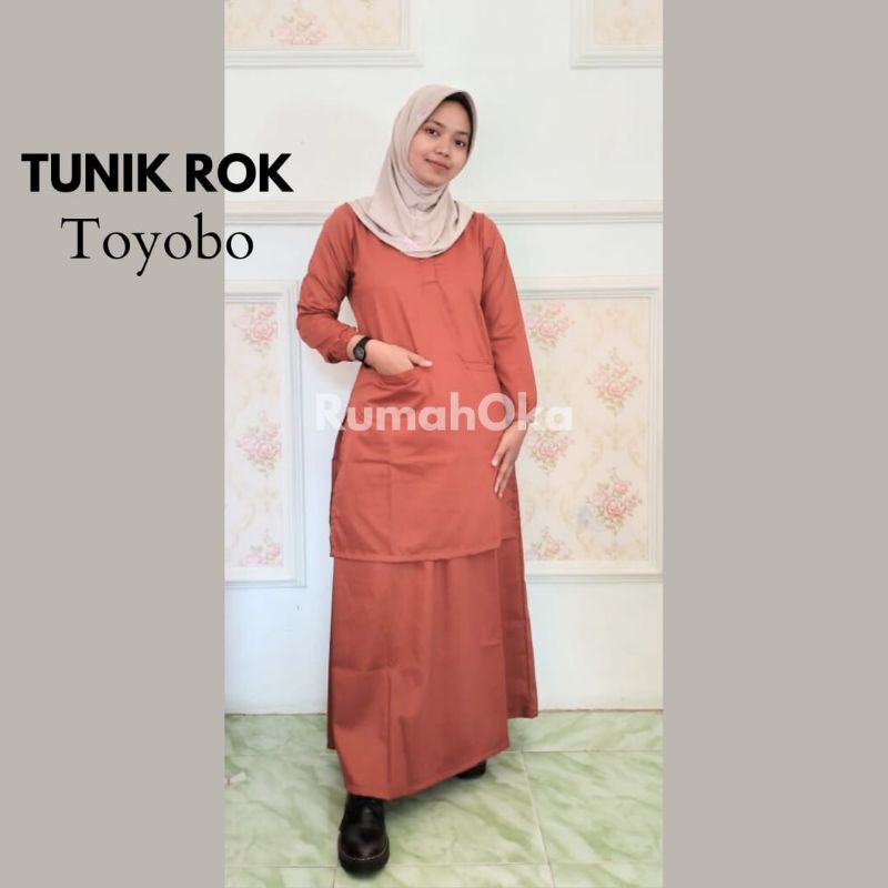 Baju OKA Tunik Set Rok bahan Toyobo Baju Nakes Jaga Perawat Dokter Bidan