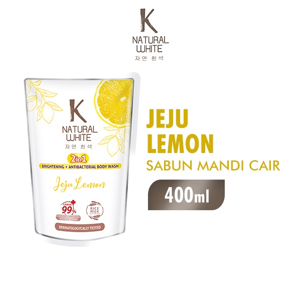 K Natural White Sabun Mandi Cair Jeju Lemon Pouch 400 ml