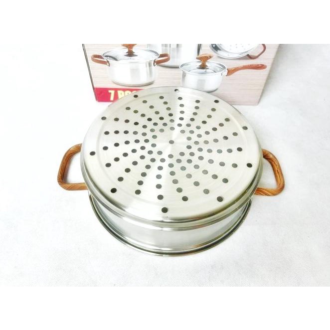 Moegen 7 Pcs Cookware Stainless Steel Panci Set Original