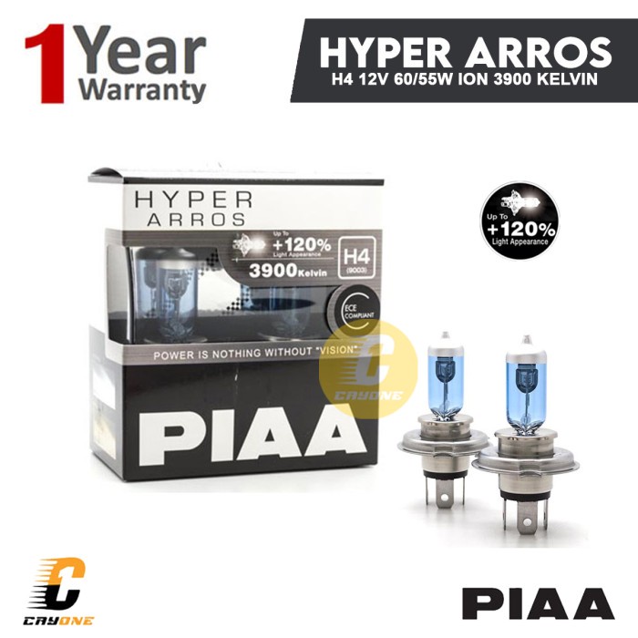 ✨New Piaa Hyper Arros Halogen Headlight He-900 H4 12V 60/55W 120 3900K Terbaru