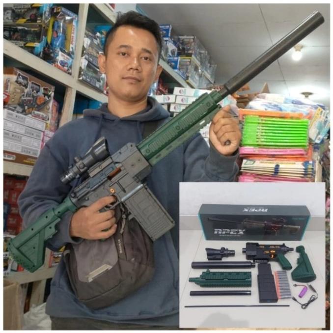Mainan Nerf Tembakan Jumbo - Mainan Nerf Tembakan Otomatis Batre