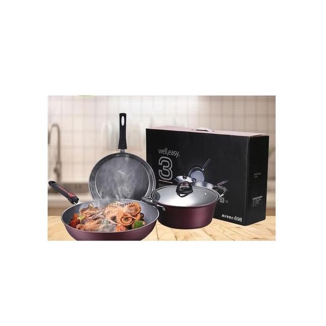 Panci Well Easy 1 Set 3 Pcs 1042 Panci Teflon Set 3