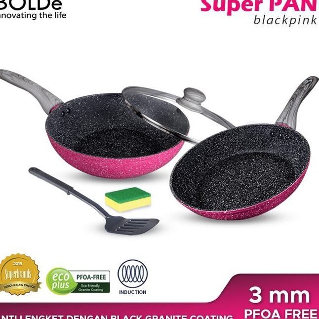 Bolde Super Pan Panci Black Pink 5 Pcs Set
