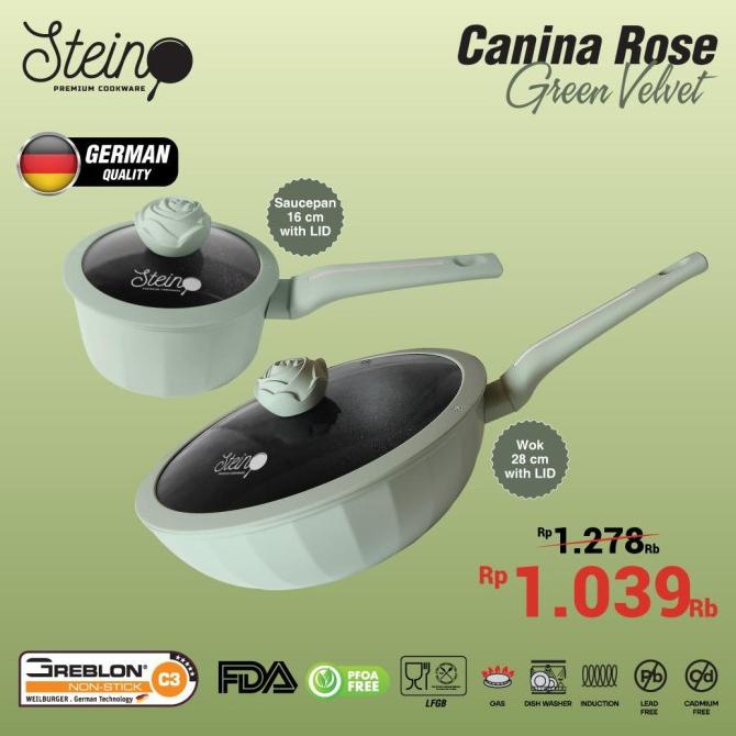 Steincookware Stein Canina Rose Set 2 In 1 Panci Set Anti-Lengket
