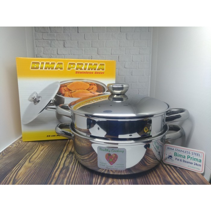 [Ori] Bima Panci Kukus Nasi Steamer Rice Cooker Kukusan Dandang Stainless 24 Terbatas