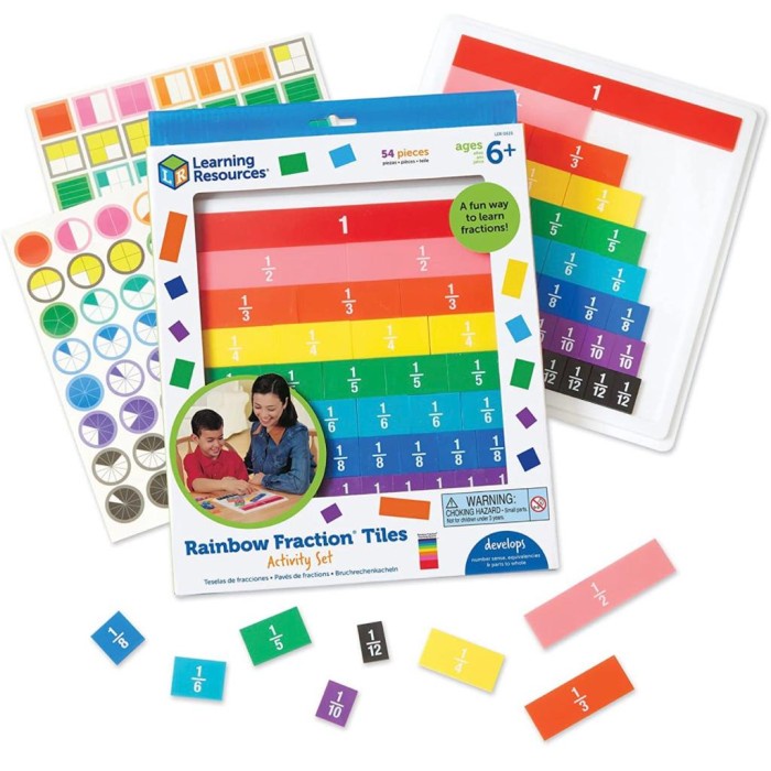 ✅New Ori Learning Resources Rainbow Fraction Plastic Tiles With Tray Terbaru