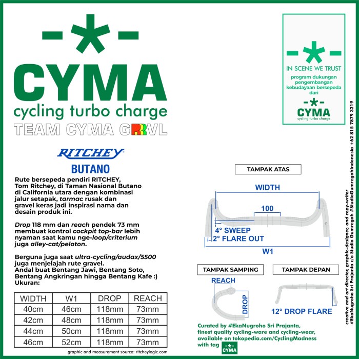 ✨Ori Gravel Dropbar Flare Ritchey Butano 42 Cm. Siap Audax/Gravel/Sscx/Cx Terbaru